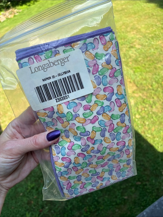Longaberger Other - Longaberger Purple Jellybean Print Fabric Napkins - Set of 2